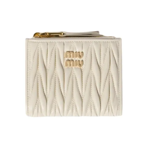 MIU MIU Matelassé Овечья шкура Кошелек Маленький Women's White