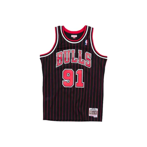 MITCHELL NESS Баскетбольная Джерси SW Фанатская версия Быки 1995 96 Сезон RODMAN Унисекс Черный Красный