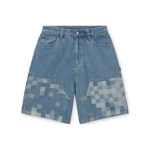 Бейсик крой Джинсовые шорты Унисекс Камуфляж Синий