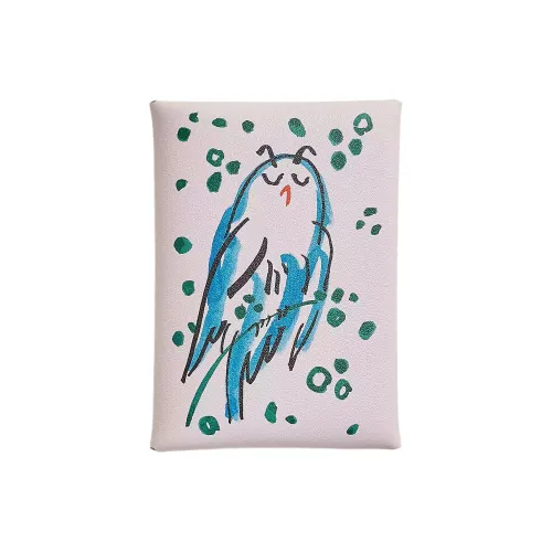 HERMES Calvi Duo Swift Телячья кожа Держатель для карт Женский 09 Бледно-розовый Фиолетовый Фантастический фиолетовый