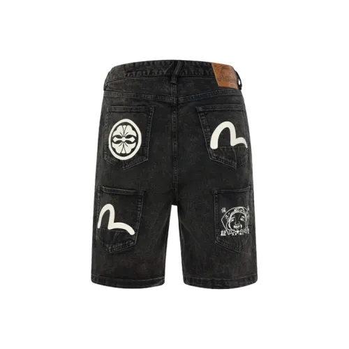 EVISU Темно-умбровые мужские джинсовые шорты