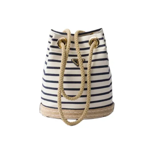 PRADA Хлопок Полиэстер Плечо Сумка Маленькая Женская Айвори Синий