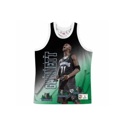 Mitchell Ness Зеленый Черный Мужская баскетбольная футболка