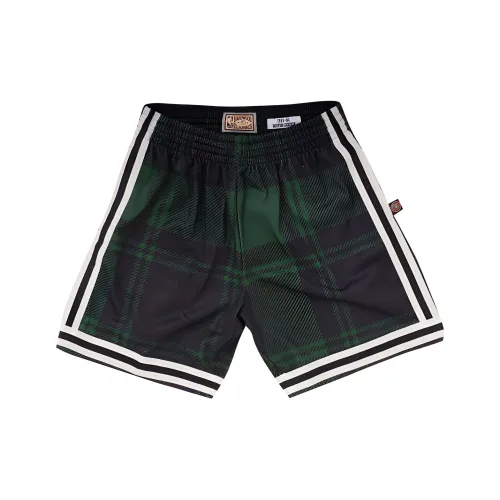 MITCHELL NESS Баскетбольные шорты Мужские Черный Зеленый Клетка