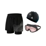 Черный Серебряный + Большая Рамка Очки для плавания + Шапочка для плавания