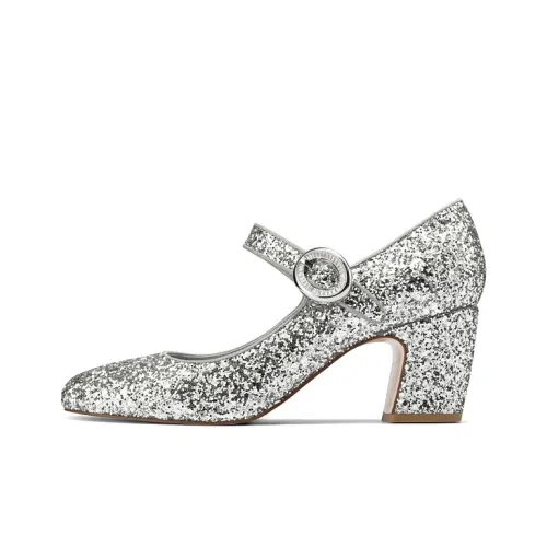 JOOC Грубый каблук Туфли Мэри Джейн Женские Будущее Серебряный