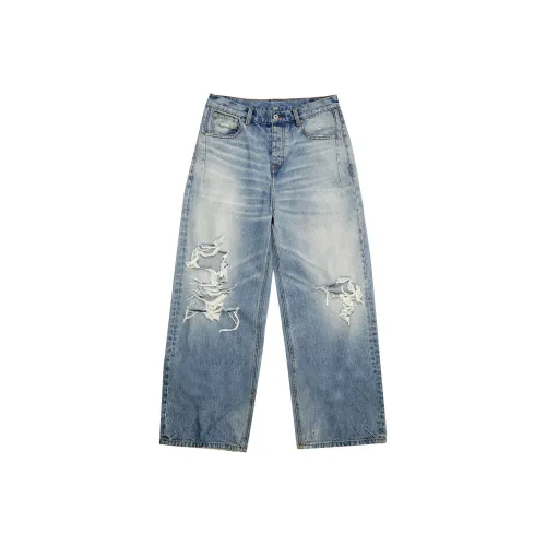 RESERFF Джинсы Модный Бренд Свободный крой Брюки Мужские Синие