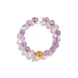 Фиолетовый браслет с бусинами, размер 10 мм