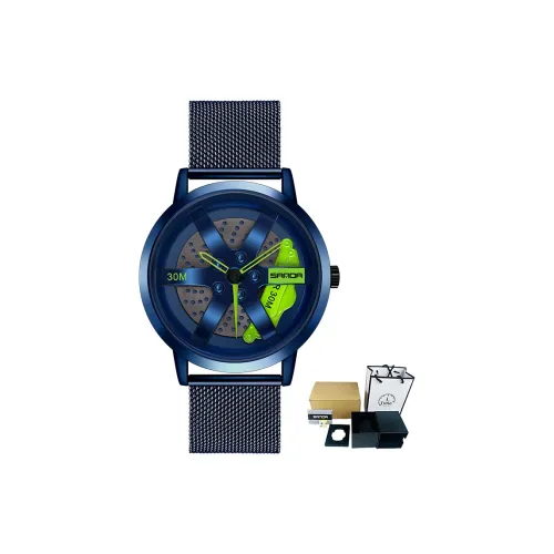 Sanda Wheel Collection Кварцевый механизм нержавеющая сталь ремешок мужские часы циферблат с черепом