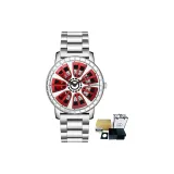 Серебряно-красный стальной браслет