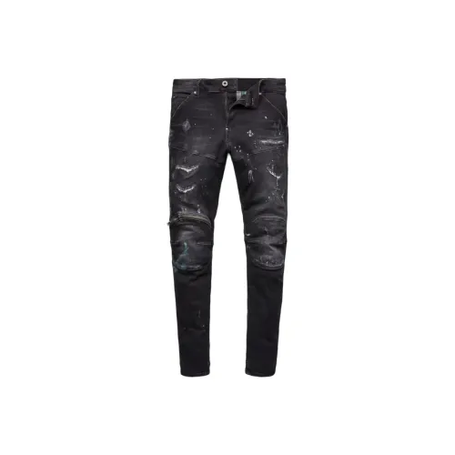 г Звезда RAW Джинсы Мужской Выцветший Серый Краска Destruction