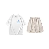 Комплект (Белый топ + Абрикосовые белые штаны)