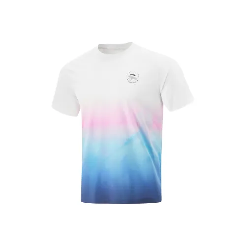 LINING RUNNING Collection Т-Рубашка Мужская Стандартная Белая Небесно-Синяя Конденсированный Фиолетовый Текущий Розовый С Полным Принт