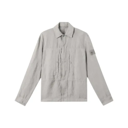 STONE ISLAND Рубашка Мужская Серо-Белая