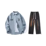Комплект (Светло-синяя рубашка + черные штаны)
