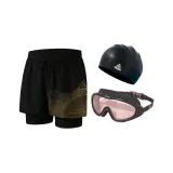 Черный Золото + Большая Рамка Очки для плавания + Шапочка для плавания