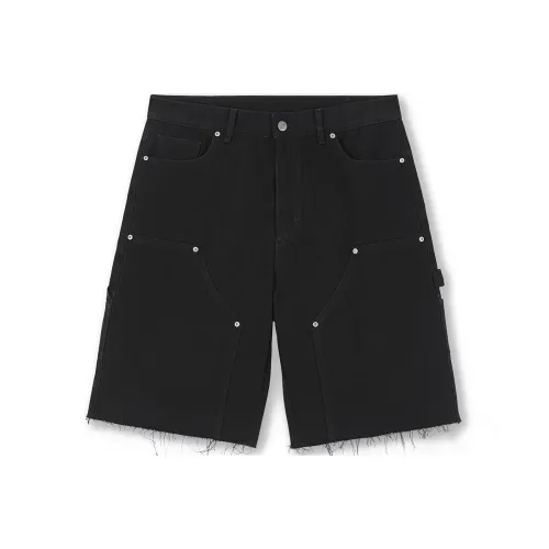 Безшовный крой, черные унисекс джинсовые шорты