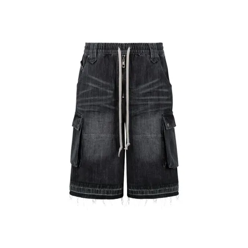 Merge Lab. Джинсовые шорты унисекс вымытый черный серый