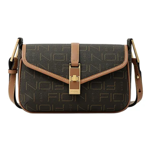 FION Сумка через плечо из искусственной кожи женская кофейного и верблюжьего цвета