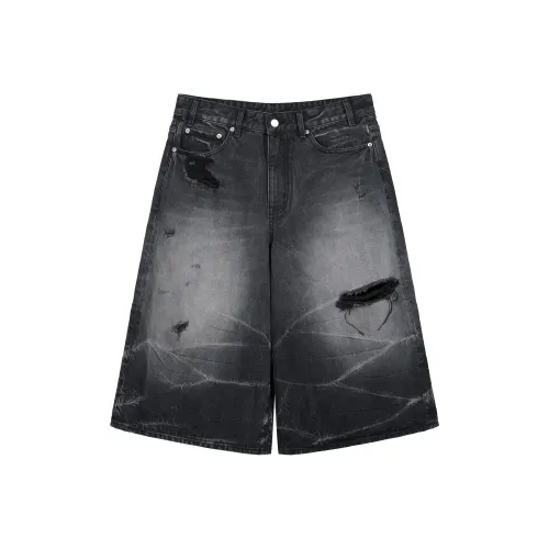 Silente Джинсовые шорты Унисекс Выстиранный Черный