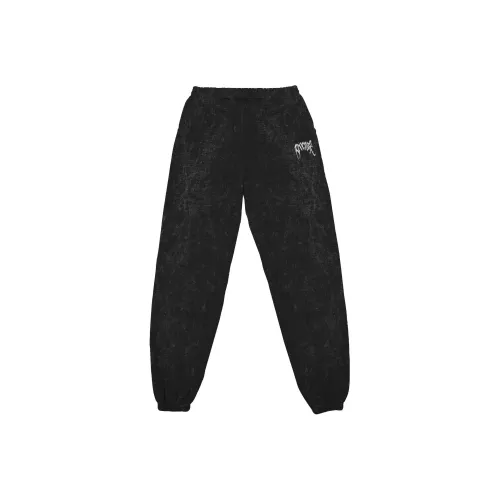 Revenge ACID WASH Вышитый Базовый SWEATS Черный Повседневные Брюки Унисекс Черный