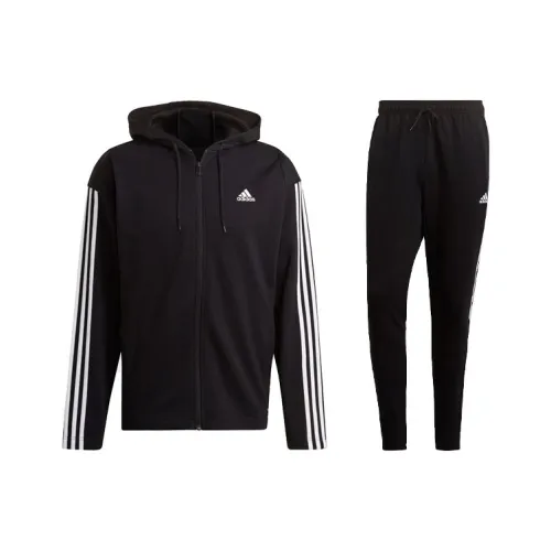Adidas Ribbed Insert TRACK SUIT Повседневная Спортивная Одежда Мужская Черная