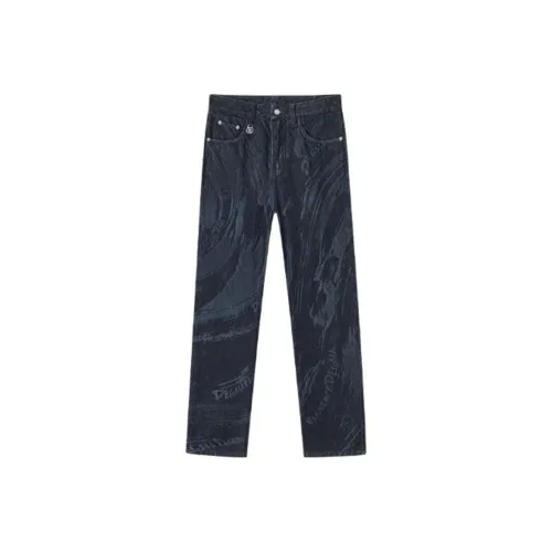 DEGAIA FW24 Джинсы Мужские Темно-Джинсовый Синий Фиксация Цветочный Дизайн