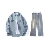 Комплект (Светло-синяя рубашка + винтажные синие штаны)