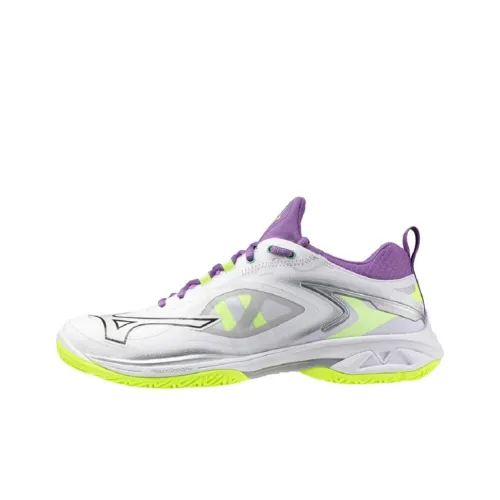 Mizuno Wave Claw Neo Slip-Resistant Abrasion-Resistant Низкий Топ Бадминтон Обувь Unisex Белый Серый Фиолетовый