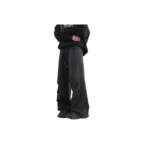 KWER Повседневные брюки Мужские Выстиранный Черный