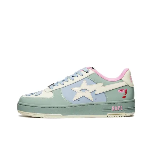 KIDSUPER x A BATHING APE Bapesta Low Топ Скейтборд Кроссовки Унисекс Бежево-зеленый