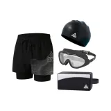 Черный Серебряный + Большая Рамка Очки для плавания + Шапочка для плавания + Сумка для плавания