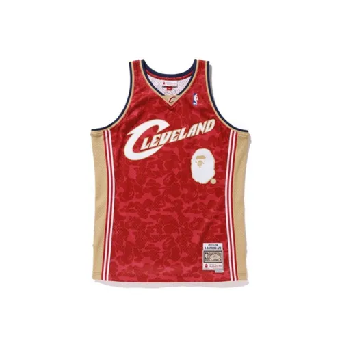 A BATHING APE X Mitchell Ness Ape Head Series Баскетбольная Джерси Мужская Бордовая