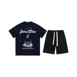 Комплект (Темно-синий топ + черные штаны)