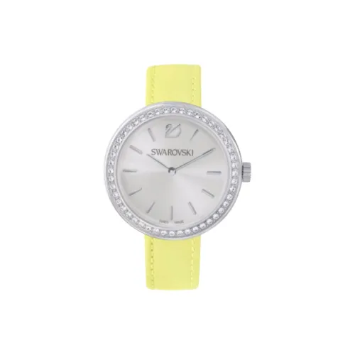 Swarovski Наручные часы Кварцевый механизм Коровья кожа Ремешок 34 мм Серебристый циферблат Женские часы