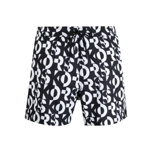 MICHAEL KORS Пляжные шорты Мужские Черный Белый