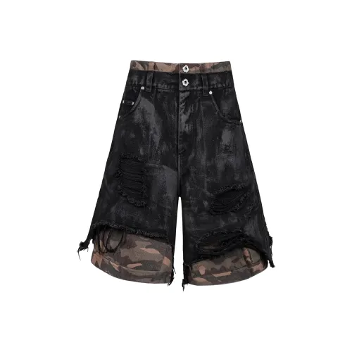 UNDERWATER Джинсовые шорты Унисекс Выстиранный Черный