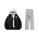 Комплект одежды (Черный и белый топ + Серые повседневные штаны)