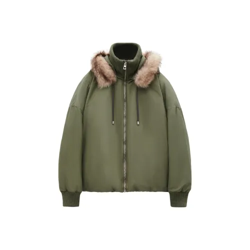 LOEWE SS25 Хлопковый пуховик Мужской Хаки зеленый