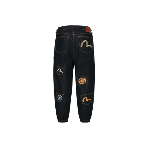 EVISU 2024 Осенние и зимние повседневные брюки мужские джинсовый синий