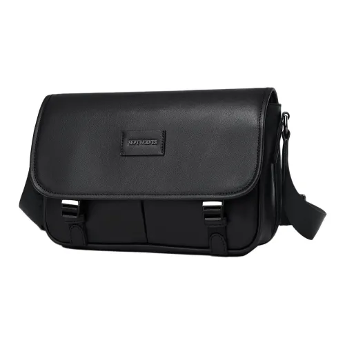 SEPTWOLVES Практическая искусственная кожа сумка через плечо плечевая сумка QPL мужская черная