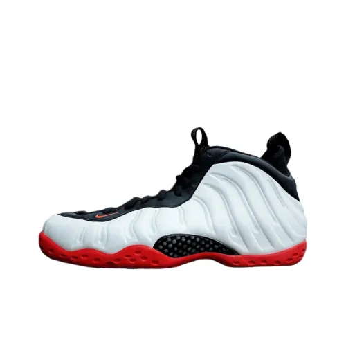 Nike Air Foamposite One Slip-Resistant Abrasion-Resistant MID Top Vintage Basketball Shoes Unisex White Red Найк Эйр Фоампосайт वन Слип-Резистент Абразион-Резистент МИД Топ Винтаж Баскетбольные Кроссовки Унисекс Белый Красный