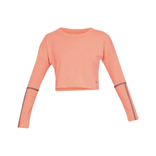 Under Armour Прямой крой Длинный рукав Т-рубашка Женская Апельсин