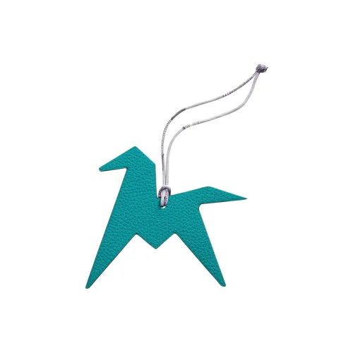 HERMES Taurillon Кожа с Козьей кожей Брелок для сумки Аксессуар Женские Циановый