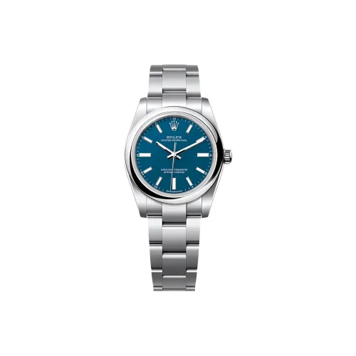 ROLEX Автоматический Механический Movement Женские Oyster Perpetual Часы 34 мм Синие