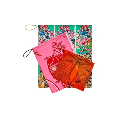 HERMES Шелк Combo Set Женские Зеленый Розовый And Апельсин