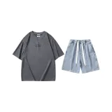 Комплект (Топ Stone серого цвета + Штаны Ice синего цвета)