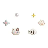 Кофе, котенок, серьги-гвоздики [6 пар]