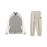 Set (Дымчатый Серый Пальто + Бежевые Штаны)