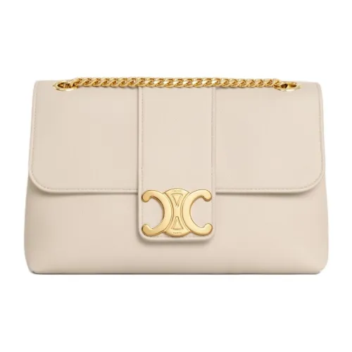 CELINE Victoire Телячья кожа Сумка через плечо Сумка на плечо Средняя Женская Светлый Бежевый